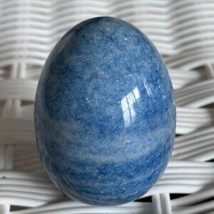 Polished Blue Onyx Marble Egg – Hand Carved Natural Stone Sculpture